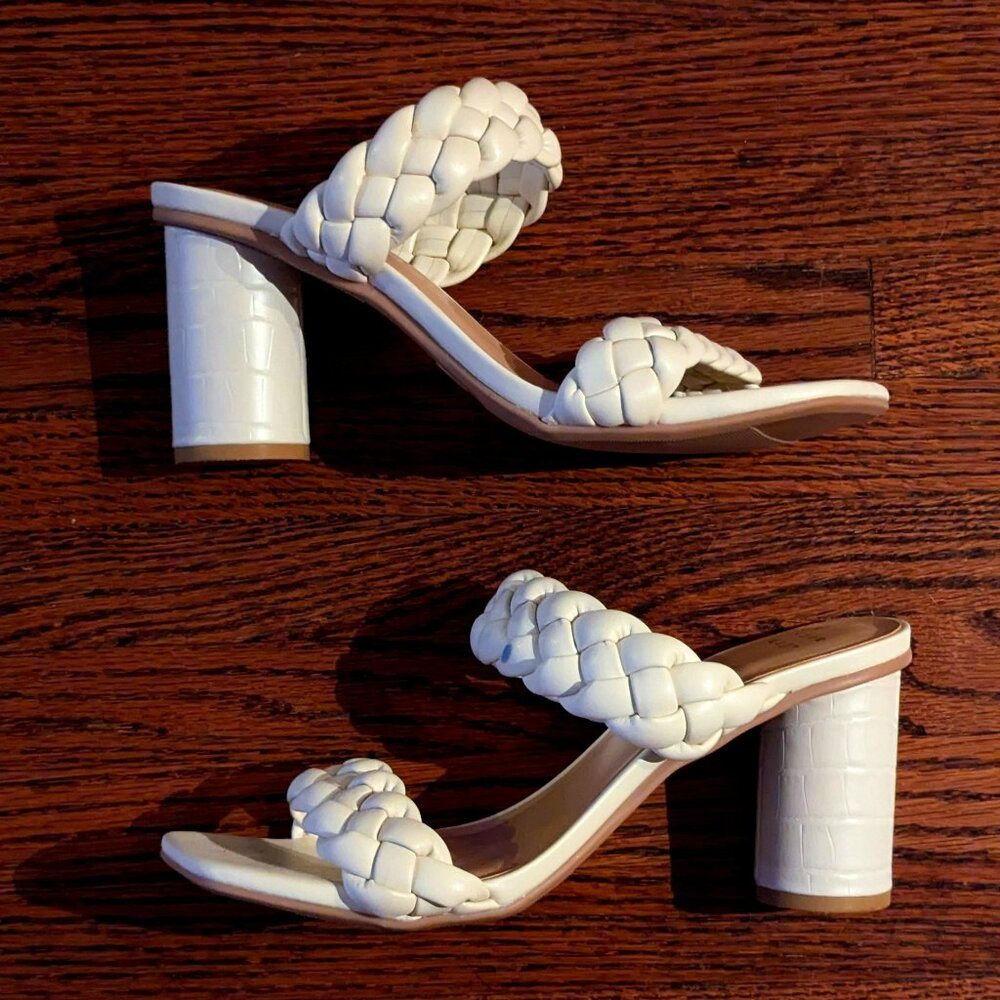 White Braided Double Strap Mule - Womens - Size 7